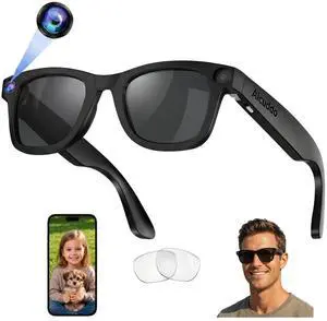 2026 AI Smart Glasses with Camera, 8MP HD Lens 1080P Video Recording Glasses, ChatGPT AI Assistant Real-Time Translation Open-Ear Audio Camera Glasses for Men Women Vlog Travel Work Meetings 2026 AI Smart Glasses with Camera, 8MP HD Lens 1080P Video Recording Glasses, ChatGPT AI Assistant Real-Time Translation Open-Ear Audio Camera Glasses for Men Women Vlog Travel Work Meetings