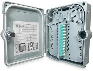 Fiber Optic Wall Mount or Pole Mount Enclosure for Indoor or Outdoor Fiber Optic Terminations and Fusion Splice installations with Couplers. (LC OM3 with Pigtails) Fiber Optic Wall Mount or Pole Mount Enclosure for Indoor or Outdoor Fiber Optic Terminations and Fusion Splice installations with Couplers. (LC OM3 with Pigtails)