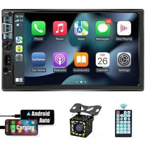 New Double Din Car Stereo with Wireless CarPlay & Android Auto, 7 in HD Car Radio with Bluetooth, USB/SD/AUX Input, FM, SWC, Subwoofer Support -HD Touchscreen Radio for Seamless Car Audio Integration New Double Din Car Stereo with Wireless CarPlay & Android Auto, 7 in HD Car Radio with Bluetooth, USB/SD/AUX Input, FM, SWC, Subwoofer Support -HD Touchscreen Radio for Seamless Car Audio Integration