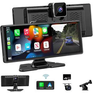 Carplay Screen for Car,10.26" HD IPS Wireless Portable car Stereo for Apple Carplay&Android Auto,Car Audio Receivers with 4K Dash Cam/1080P Rear Camera,GPS Navigation,Mirror Link,FM,Voice Control Carplay Screen for Car,10.26" HD IPS Wireless Portable car Stereo for Apple Carplay&Android Auto,Car Audio Receivers with 4K Dash Cam/1080P Rear Camera,GPS Navigation,Mirror Link,FM,Voice Control