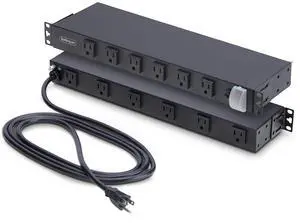 12-Outlet Rackmount PDU, 1U Server Power Strip, Wide-Spaced Right-Angle Ports, Mounted Power Distribution Unit 12-Outlet Rackmount PDU, 1U Server Power Strip, Wide-Spaced Right-Angle Ports, Mounted Power Distribution Unit