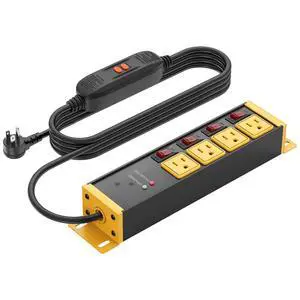 Heavy Duty Surge Protector Power Strip 20 Amp Individual Switches. Industrial GFCI Multiple Outlets Extender 12 Gauge 15 FT Extension Cord. Yellow High-Amp 4 Plugs for Shop Garage Kitchen Heavy Duty Surge Protector Power Strip 20 Amp Individual Switches. Industrial GFCI Multiple Outlets Extender 12 Gauge 15 FT Extension Cord. Yellow High-Amp 4 Plugs for Shop Garage Kitchen
