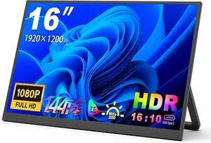 16 Inch Portable Monitor 144Hz FHD 1200P IPS, USB-C & HDMI External Screen Compatible with PS5, Xbox, Switch, Laptop PC 16 Inch Portable Monitor 144Hz FHD 1200P IPS, USB-C & HDMI External Screen Compatible with PS5, Xbox, Switch, Laptop PC