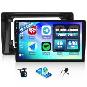 4G+64G Android Car Stereo for Ford Explorer 2005-2010 10.1 Inch Touch Screen with CarPlay Android Auto Mirror Link UI Bluetooth FM GPS Navigation WiFi FM SWC Shot Cut Backup Camera MIC 4G+64G Android Car Stereo for Ford Explorer 2005-2010 10.1 Inch Touch Screen with CarPlay Android Auto Mirror Link UI Bluetooth FM GPS Navigation WiFi FM SWC Shot Cut Backup Camera MIC
