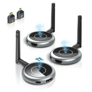 Wireless HDMI Transmitter and 2 Receivers, 656FT/200M Range, 4K Decode 1080P@60Hz, Plug & Play for Multi-Room TV, Ultra-Low Lag, Support 8 RX, 5.8G/2.4G Extender for PC/Laptop/TV Box/Projector Wireless HDMI Transmitter and 2 Receivers, 656FT/200M Range, 4K Decode 1080P@60Hz, Plug & Play for Multi-Room TV, Ultra-Low Lag, Support 8 RX, 5.8G/2.4G Extender for PC/Laptop/TV Box/Projector