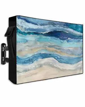 Outdoor TV Cover 60-65 Inch Weatherproof, Blue Coastal Outdoor TV Enclosure with Zipper & Roll Up Front Flap, Summer Beach Nautical Abstract Art Waterproof TV Covers for Outside Flat Screen TV Outdoor TV Cover 60-65 Inch Weatherproof, Blue Coastal Outdoor TV Enclosure with Zipper & Roll Up Front Flap, Summer Beach Nautical Abstract Art Waterproof TV Covers for Outside Flat Screen TV