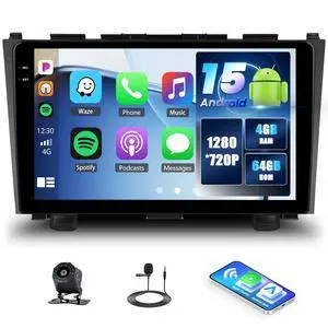 Android 15 4G+64G for Honda CRV 2007-2011 Car Stereo Radio with Wireless CarPlay Android Auto, 9 1280 * 720P IPS Touchscreen, 32-EQ Bluetooth 5.0, GPS, WiFi,FM/RDS AHD Rear Camera, SWC USB+MIC Android 15 4G+64G for Honda CRV 2007-2011 Car Stereo Radio with Wireless CarPlay Android Auto, 9 1280 * 720P IPS Touchscreen, 32-EQ Bluetooth 5.0, GPS, WiFi,FM/RDS AHD Rear Camera, SWC USB+MIC
