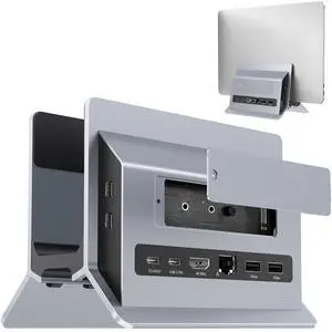 Vertical Laptop Docking Station, Gravity Auto Lock MacBook Stand, Aluminum Laptop Vertical Dock Stand, Silver Vertical Laptop Docking Station, Gravity Auto Lock MacBook Stand, Aluminum Laptop Vertical Dock Stand, Silver