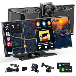 Largest 11.5" Portable Carplay Screen for Car, 4K Wireless Car Play & Android Auto, Upgrade Touchscreen with Dash Cam, App Control/Loop Recording/Backup Camera/Mirror Link/GPS/FM for All Vehicles Largest 11.5" Portable Carplay Screen for Car, 4K Wireless Car Play & Android Auto, Upgrade Touchscreen with Dash Cam, App Control/Loop Recording/Backup Camera/Mirror Link/GPS/FM for All Vehicles