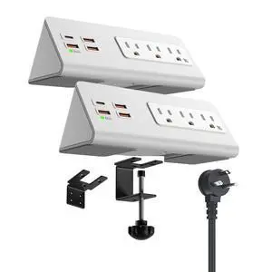Power charge station edge clamp mount with USB-C portsTabletop Surge Protector Desk Clamp Power Sockets with 3 AC Outlets and 4 Fast Charging USB Ports for Home Office Hotel and Dormitory (White-2pcs) Power charge station edge clamp mount with USB-C portsTabletop Surge Protector Desk Clamp Power Sockets with 3 AC Outlets and 4 Fast Charging USB Ports for Home Office Hotel and Dormitory (White-2pcs)