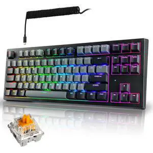 Phantom+ Elite 87 Key RGB Mechanical Gaming Keyboard | 3 Mode Wireless Bluetooth 5.0 2.4GHz & USB C Wired | Hot Swappable 5 Pin | Double Shot PBT Keycaps | Wraith Orange Switch - Black Phantom+ Elite 87 Key RGB Mechanical Gaming Keyboard | 3 Mode Wireless Bluetooth 5.0 2.4GHz & USB C Wired | Hot Swappable 5 Pin | Double Shot PBT Keycaps | Wraith Orange Switch - Black
