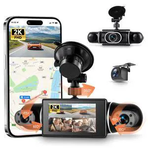 2K Dash Cam 360° View 4 Channel Front and Rear Dash Camera for Cars, 3x1080P, Left Right Dash Camera for Cars, 8 IR Lamps Night Vision, WiFi & APP Control, G-Sensor, 24H Parking Mode 2K Dash Cam 360° View 4 Channel Front and Rear Dash Camera for Cars, 3x1080P, Left Right Dash Camera for Cars, 8 IR Lamps Night Vision, WiFi & APP Control, G-Sensor, 24H Parking Mode