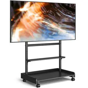 40-86 Inch L Shape Universal TV Stand - 1.57in Round Tube, 68kg Capacity, 6-Position Height Adjustable, Tilt, Wire Management Mobile 40-86 Inch L Shape Universal TV Stand - 1.57in Round Tube, 68kg Capacity, 6-Position Height Adjustable, Tilt, Wire Management Mobile