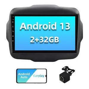2+32G Android 13 Double Din Car Stereo for Jeep Renegade 2015-2020 with 9 Inch Touchscreen Radio Built-in Wireless Carplay/Android Auto/GPS/Bluetooth/FM/AUX-in/Steering Wheel Controls/Backup Camera 2+32G Android 13 Double Din Car Stereo for Jeep Renegade 2015-2020 with 9 Inch Touchscreen Radio Built-in Wireless Carplay/Android Auto/GPS/Bluetooth/FM/AUX-in/Steering Wheel Controls/Backup Camera