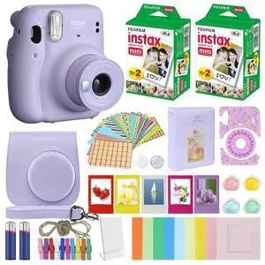 Instax Mini 11 Instant Camera + MiniMate Accessories Bundle + Fuji Instax Film Value Pack (40 Sheets) Accessories Bundle, Color Filters, Album, Frames (Lilac Purple, Standard Packaging) Instax Mini 11 Instant Camera + MiniMate Accessories Bundle + Fuji Instax Film Value Pack (40 Sheets) Accessories Bundle, Color Filters, Album, Frames (Lilac Purple, Standard Packaging)