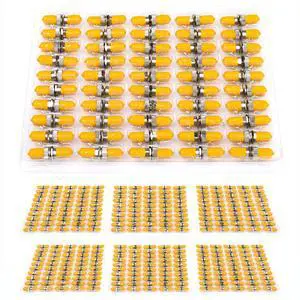 300 Packs ST Fiber Optical Couplers Adapter Cable Barrel Connector ST to ST Bulkhead Fiber Coupler Singlemode, Yellow Cap 300 Packs ST Fiber Optical Couplers Adapter Cable Barrel Connector ST to ST Bulkhead Fiber Coupler Singlemode, Yellow Cap