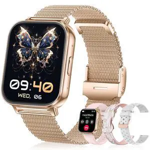 Smart Watch for Women,1000mAh Battery Answer/Make Call,1.85'' Fitness Watch with Heart Rate/SpO2/Sleep Monitor/Health Cycle/Activity Tracker/120+ Sport for Android/iOS Compatible(4 Straps, Rose Gold) Smart Watch for Women,1000mAh Battery Answer/Make Call,1.85'' Fitness Watch with Heart Rate/SpO2/Sleep Monitor/Health Cycle/Activity Tracker/120+ Sport for Android/iOS Compatible(4 Straps, Rose Gold)