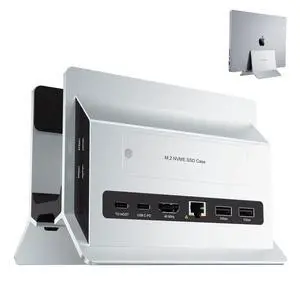 Vertical MacBook Docking Station, Docking Station for Mac mini with M.2 NVMe case for MacBook Pro/Air, 4K@60Hz HDMI, 2USB C 10Gbps, SD/TF, 100W PD, RJ45, 2 USB A for Windows Sliver Vertical MacBook Docking Station, Docking Station for Mac mini with M.2 NVMe case for MacBook Pro/Air, 4K@60Hz HDMI, 2USB C 10Gbps, SD/TF, 100W PD, RJ45, 2 USB A for Windows Sliver