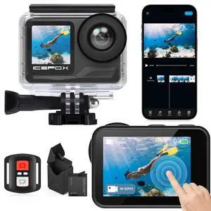 4K Action Camera with Remote Control, 60FPS WiFi Waterproof Camera with Dual Batteries, EIS Image Stabilization, Underwater Sports Camera 4K Action Camera with Remote Control, 60FPS WiFi Waterproof Camera with Dual Batteries, EIS Image Stabilization, Underwater Sports Camera