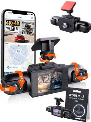 Full View Car Dashcam Wireless System 360 Car DVR WiFi 4 Channel Dash Cam Video Recorder Camera for Cars, Front and Rear Inside with Infrared Lamps Night Vision (32G) Full View Car Dashcam Wireless System 360 Car DVR WiFi 4 Channel Dash Cam Video Recorder Camera for Cars, Front and Rear Inside with Infrared Lamps Night Vision (32G)