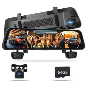 4 Channel Mirror Dash Cam 1080P Front and Rear/Inside 12 Touch Screen HD Rearview Mirror Dash Cam with G-Sensor GPS Parking Monitor Built-in WiFi 4 Channel Mirror Dash Cam 1080P Front and Rear/Inside 12 Touch Screen HD Rearview Mirror Dash Cam with G-Sensor GPS Parking Monitor Built-in WiFi