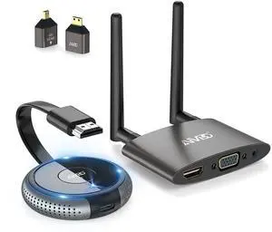 4K Wireless HDMI Transmitter and Receiver, Plug & Play, Wireless Multiple TX, VGA & HDMI Dual Screens Casting 5.8G Video for Laptop, Cable Box, DSLR, Phone to Monitor, Projector, TV - 165FT 4K Wireless HDMI Transmitter and Receiver, Plug & Play, Wireless Multiple TX, VGA & HDMI Dual Screens Casting 5.8G Video for Laptop, Cable Box, DSLR, Phone to Monitor, Projector, TV - 165FT