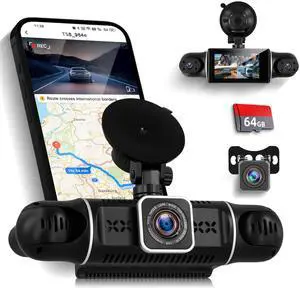4 Channel Dash Cam 360° Coverage: Front 2K + Triple 1080P Car Camera Built-in WiFi Car Camera with App, Front Rear Left Right Inside with G-Sensor/Night Vision/Loop Recording + 64GB Card 4 Channel Dash Cam 360° Coverage: Front 2K + Triple 1080P Car Camera Built-in WiFi Car Camera with App, Front Rear Left Right Inside with G-Sensor/Night Vision/Loop Recording + 64GB Card