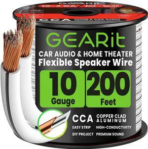 Speaker Wire 10 Gauge 200 ft,Speaker Cable with Foot Markers & Polarity Markings,10 Gauge Wire for Car Audio & Home Theater Speakers,Audio Cable for DIY Installations,CCA(White) Speaker Wire 10 Gauge 200 ft,Speaker Cable with Foot Markers & Polarity Markings,10 Gauge Wire for Car Audio & Home Theater Speakers,Audio Cable for DIY Installations,CCA(White)