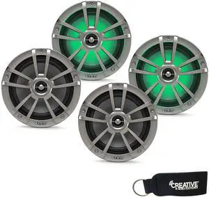 Marine Bundle - Two Pairs of 622MLT Marine 6.5 Inch RGB LED Coaxial Speakers - Titanium Marine Bundle - Two Pairs of 622MLT Marine 6.5 Inch RGB LED Coaxial Speakers - Titanium
