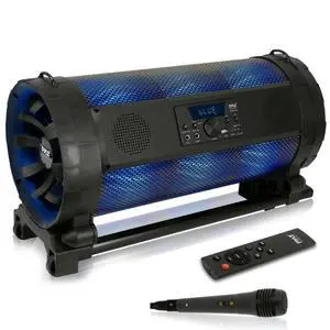 Portable Bluetooth Boombox Stereo System - 600 W Digital Outdoor Wireless Loud Speaker w/LED Lights, FM Radio, MP3 Player, USB, Wheels, w/ Karaoke Microphone, Remote Control - PBMSPG198, Black Portable Bluetooth Boombox Stereo System - 600 W Digital Outdoor Wireless Loud Speaker w/LED Lights, FM Radio, MP3 Player, USB, Wheels, w/ Karaoke Microphone, Remote Control - PBMSPG198, Black