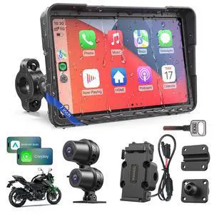 7" Motor CarPlay for Apple CarPlay & Android Auto GPS Navigation | With 2K Dual Dash Cam IP69 Waterproof Anti-Glare Screen with Quick Release Mount (Support TPMS, Buy Separately) 7" Motor CarPlay for Apple CarPlay & Android Auto GPS Navigation | With 2K Dual Dash Cam IP69 Waterproof Anti-Glare Screen with Quick Release Mount (Support TPMS, Buy Separately)