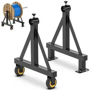 Wire Spool Rack Portable Cable Caddy Steel Wire Spool Holder | Wire Dispenser Rack with Wheels for up to 28" Diameter Spools 220 Lbs Capacity (Black) Wire Spool Rack Portable Cable Caddy Steel Wire Spool Holder | Wire Dispenser Rack with Wheels for up to 28" Diameter Spools 220 Lbs Capacity (Black)