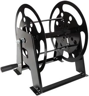 RV Extension Cord Reel Stand - 50-100ft Black Steel RV Electrical Cord Roll Up or Camper Hose Organizer Spool RV Extension Cord Reel Stand - 50-100ft Black Steel RV Electrical Cord Roll Up or Camper Hose Organizer Spool