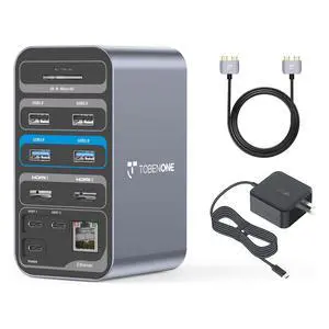 16-in-2 MacBook Docking Station Dual 4K@60Hz with 100W Power Supply, USB C Dock with 2 HDMI/7 USB/Ethernet, for Business Users Home & Office Dual Monitor Setup 16-in-2 MacBook Docking Station Dual 4K@60Hz with 100W Power Supply, USB C Dock with 2 HDMI/7 USB/Ethernet, for Business Users Home & Office Dual Monitor Setup
