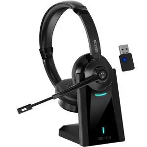 35X Bluetooth Computer Headset with Noise Cancelling Mic | Fast Charging Dock, Auto Pair USB Dongle for PC, Laptop, MacBook, Compatible with MS Teams, Zoom, Slack and More - Black 35X Bluetooth Computer Headset with Noise Cancelling Mic | Fast Charging Dock, Auto Pair USB Dongle for PC, Laptop, MacBook, Compatible with MS Teams, Zoom, Slack and More - Black