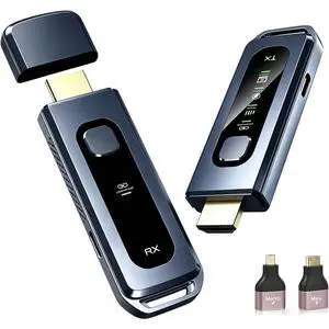 Wireless HDMI Transmitter and Receiver, 4K Input & Output | 328FT/100M, LED Display, 5.8G+2.4G Dual Band, Wireless HDMI Extender Auto Pairing for TV/Laptop//Monitor/Projector Wireless HDMI Transmitter and Receiver, 4K Input & Output | 328FT/100M, LED Display, 5.8G+2.4G Dual Band, Wireless HDMI Extender Auto Pairing for TV/Laptop//Monitor/Projector