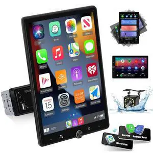 Single Din Vertical Car Stereo Rotatable 10.4 inch Touch Screen Radio | with Wireless Carplay/Android Auto/EQ Audio/Bluetooth/SWC/GPS Navigation/FM Radio +Backup Camera Single Din Vertical Car Stereo Rotatable 10.4 inch Touch Screen Radio | with Wireless Carplay/Android Auto/EQ Audio/Bluetooth/SWC/GPS Navigation/FM Radio +Backup Camera