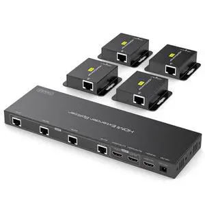 HDMI Extender Splitter 1x4 HDMI Over Ethernet Splitter 1080P Up to 165ft with EDID, POC, 2 HDMI Loop Out Black HDMI Extender Splitter 1x4 HDMI Over Ethernet Splitter 1080P Up to 165ft with EDID, POC, 2 HDMI Loop Out Black