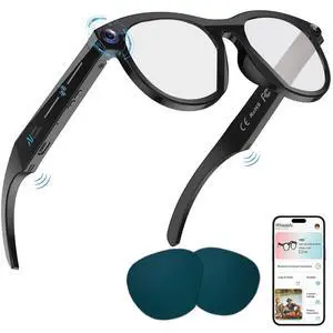AI Smart Glasses with Camera, 2K Video, Translation, Object Recognize, Black AI Smart Glasses with Camera, 2K Video, Translation, Object Recognize, Black