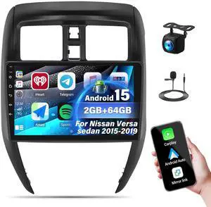 Android 15 4-Core+64G Car Stereo for Nissan Versa Sedan 2015-2019 Radio Wireless Carplay Android Auto, 10.1 Touchscreen Car Radio GPS Navigation/Mirror Link/Bluetooth EQ/FM/RDS Radio+Backup Cam & Mic Android 15 4-Core+64G Car Stereo for Nissan Versa Sedan 2015-2019 Radio Wireless Carplay Android Auto, 10.1 Touchscreen Car Radio GPS Navigation/Mirror Link/Bluetooth EQ/FM/RDS Radio+Backup Cam & Mic