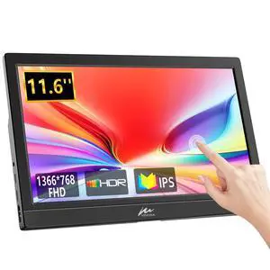 Touchscreen Portable Monitor 11.6 Inch, HD 1366x768P LED External Display with USB C HDMI and Speakers & Stand, Travel Monitor Second Screen for Laptop Phone PC Mac Xbox PS4 Switch Touchscreen Portable Monitor 11.6 Inch, HD 1366x768P LED External Display with USB C HDMI and Speakers & Stand, Travel Monitor Second Screen for Laptop Phone PC Mac Xbox PS4 Switch