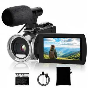 4K 48MP Video Camera for YouTube, Compact Camcorder with Microphone | Anti-Shake Night Vision Function, WiFi Webcam, 2 Batteries, 18X Zoom Vlogging Camera for Beginners Kids Teens Adults 4K 48MP Video Camera for YouTube, Compact Camcorder with Microphone | Anti-Shake Night Vision Function, WiFi Webcam, 2 Batteries, 18X Zoom Vlogging Camera for Beginners Kids Teens Adults