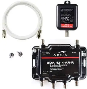 Arris 4-Port Cable Modem, TV, HDTV Amplifier Splitter Signal Booster with Active Return and Coax Cable Kit Arris 4-Port Cable Modem, TV, HDTV Amplifier Splitter Signal Booster with Active Return and Coax Cable Kit
