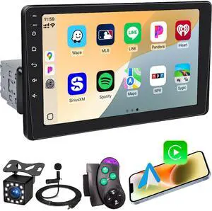 9'' Single Din Car Stereo with Wireless Apple Carplay Android Auto | FM Radio Bluetooth 5.2, IPS Touchscreen Big Screen, HD Backup Camera, Digitial Audio Receiver, GPS Navigation, 180 Watts 9'' Single Din Car Stereo with Wireless Apple Carplay Android Auto | FM Radio Bluetooth 5.2, IPS Touchscreen Big Screen, HD Backup Camera, Digitial Audio Receiver, GPS Navigation, 180 Watts