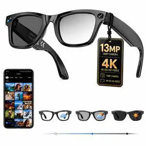 AI Smart Glasses with Camera, 13MP HD Capture, 4K EIS Video, Photochromic | Object Recognition, Real-Time Translation, AI Assistant, Dual Open-Ear Speakers, Bluetooth, IP66 Water Resistance, Sunglasse AI Smart Glasses with Camera, 13MP HD Capture, 4K EIS Video, Photochromic | Object Recognition, Real-Time Translation, AI Assistant, Dual Open-Ear Speakers, Bluetooth, IP66 Water Resistance, Sunglasse