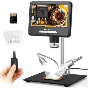 7 Inch HDMI Digital Microscope for Soldering Repair | Coin Microscope for Error Coins, Electronic Microscope, Bottom Light Stage, Prepared Slides Kit 7 Inch HDMI Digital Microscope for Soldering Repair | Coin Microscope for Error Coins, Electronic Microscope, Bottom Light Stage, Prepared Slides Kit
