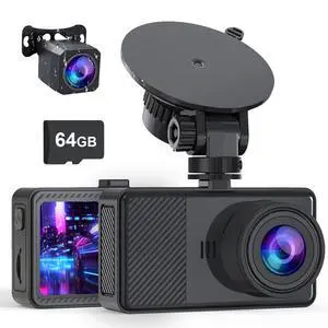 Dash Cam Front and Rear, 2.5K+1080P Dual Dash Camera for Cars, 2 Display Mini Car Camera, G-Sensor Dashcam, Night Vision, 24H Parking Mode, Loop Recording, 170°Wide Angle, 64GB Card Included Dash Cam Front and Rear, 2.5K+1080P Dual Dash Camera for Cars, 2 Display Mini Car Camera, G-Sensor Dashcam, Night Vision, 24H Parking Mode, Loop Recording, 170°Wide Angle, 64GB Card Included
