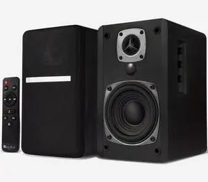 BT27 Active Powered Bluetooth Bookshelf Speakers - 60W RMS Studio Monitor Speakers for PC, TV, Turntable - High Fidelity Wooden Enclosure with Remote Control - Black BT27 Active Powered Bluetooth Bookshelf Speakers - 60W RMS Studio Monitor Speakers for PC, TV, Turntable - High Fidelity Wooden Enclosure with Remote Control - Black