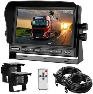 RV Backup Camera and Monitor Kit with 7inch HD Monitor+2 Rear View Cameras | Reversing 170°Wide Angle,18IR Night Vision,Waterproof IP68,Dual Back up Camera for Truck/Trailer/Van/Camper/Vehicles(12-24V RV Backup Camera and Monitor Kit with 7inch HD Monitor+2 Rear View Cameras | Reversing 170°Wide Angle,18IR Night Vision,Waterproof IP68,Dual Back up Camera for Truck/Trailer/Van/Camper/Vehicles(12-24V