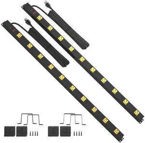 10 Outlet Surge Protector, Long Metal Wide Spaced Garage Industrial Power Strip, Heavy Duty with 6 FT Cord, 15A, 125V, 1875W, 2700 Joules, 2Pack, SGS Listed 10 Outlet Surge Protector, Long Metal Wide Spaced Garage Industrial Power Strip, Heavy Duty with 6 FT Cord, 15A, 125V, 1875W, 2700 Joules, 2Pack, SGS Listed